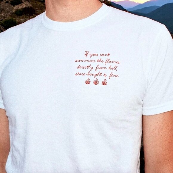 READ RECEIPTS Artisan Embroidered Quote Tee White Crewneck Short Sleeve - Picture 1 of 13